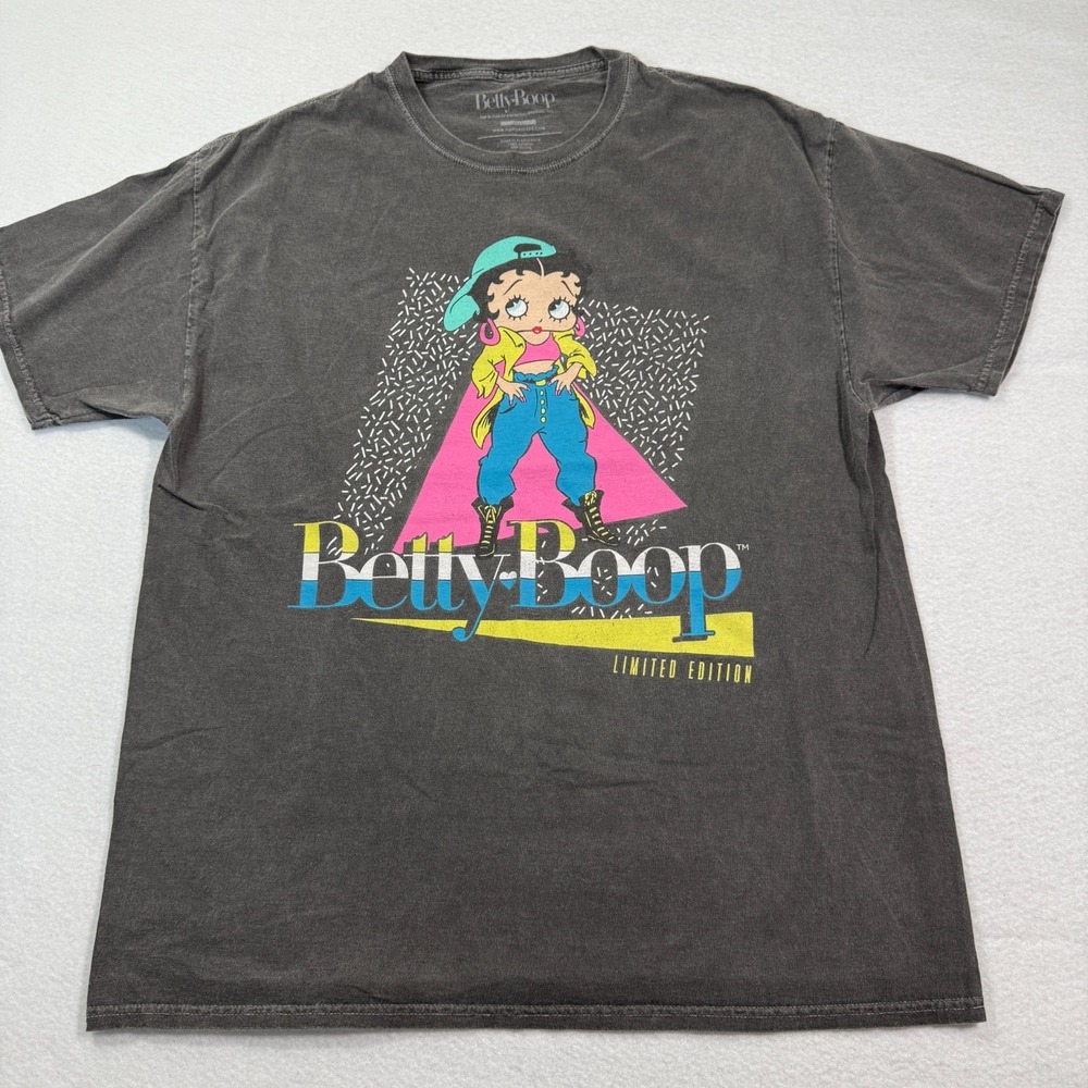 Betty Boop M/L Graphic T-Shirt Black 90s Style Limited Edition Retro Cartoon Tee